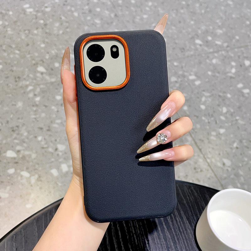 OnePlus 15T Orange Mirror Frame Leather Case - Turbo 6V Metal Design, Large Hole, Cross-border Compatible