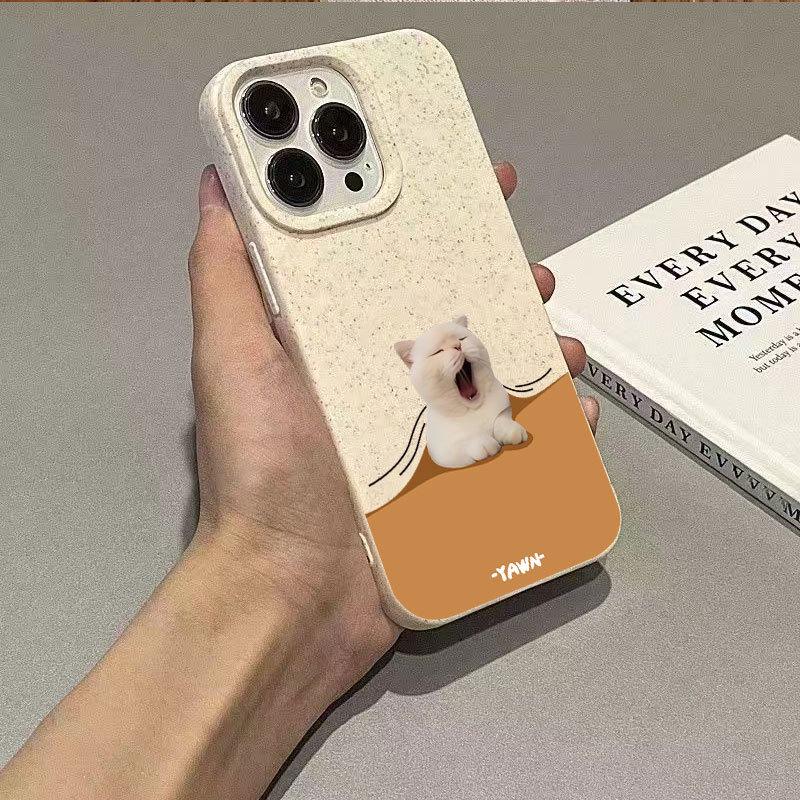 Зевающий Белый Пес Матовый Противоударный Чехол для Телефона для iPhone 15/16 Pro, XS/XR.