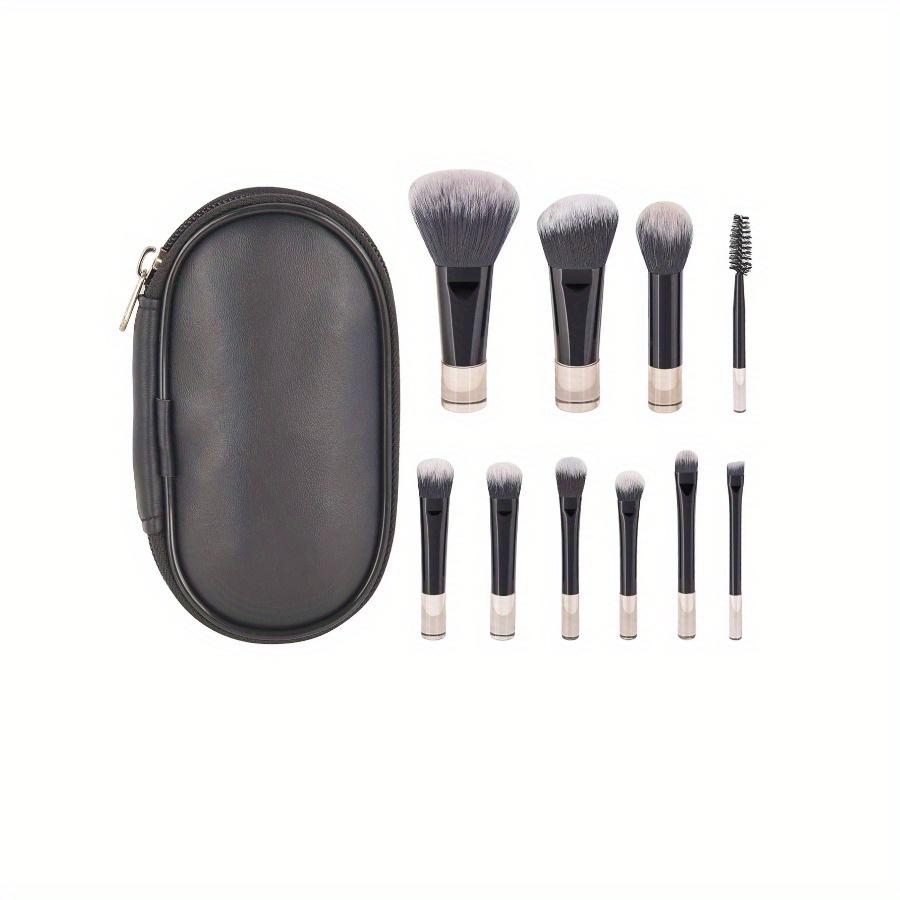 10 Black Mini Makeup Brush Travel Portable Makeup Tool Makeup Puff - Palm Brush Professional Makeup Tool Set