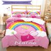 3pcs Custom Name Peppa Pig Bedding Set Duvet Cover Closure Includes 1 Duvet Cover & 2 Pillowcases, Soft and Comfortable for All Seasons.