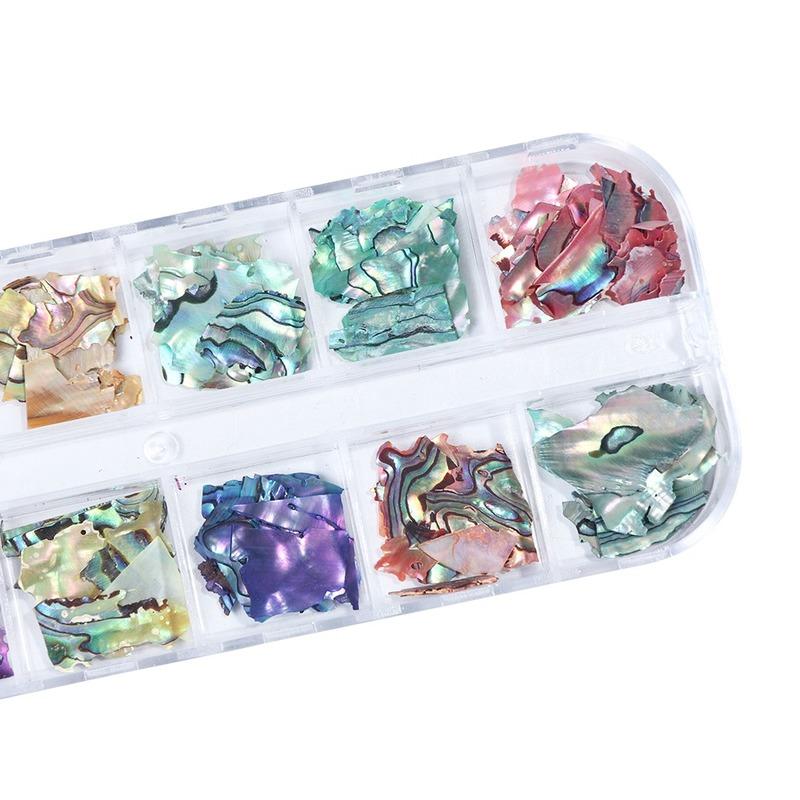 12 сеток для ногтей, фрагменты раковины морского ушка, текстура, натуральная морская ракушка, 3d очаровательное украшение для дизайна ногтей, срез, инструменты для салона красоты «сделай сам»