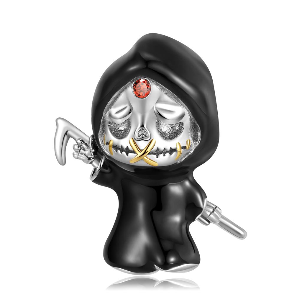 Skateboard Skull Charm 925 Sterling Silver Christmas Skeleton Beads for Women Fine Charms Bracelet Jewelry Making