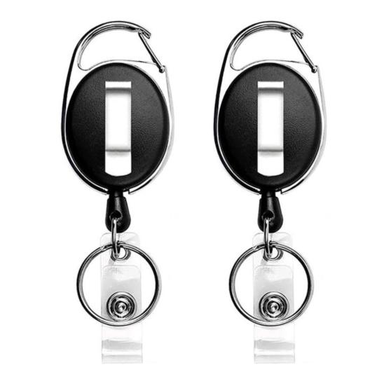 Yousheng 2 шт. прочный выдвижной брелок для ключей держатель для бейджа стальной шнур с карабином легко вытягиваемая пряжка держатель для карт набор
