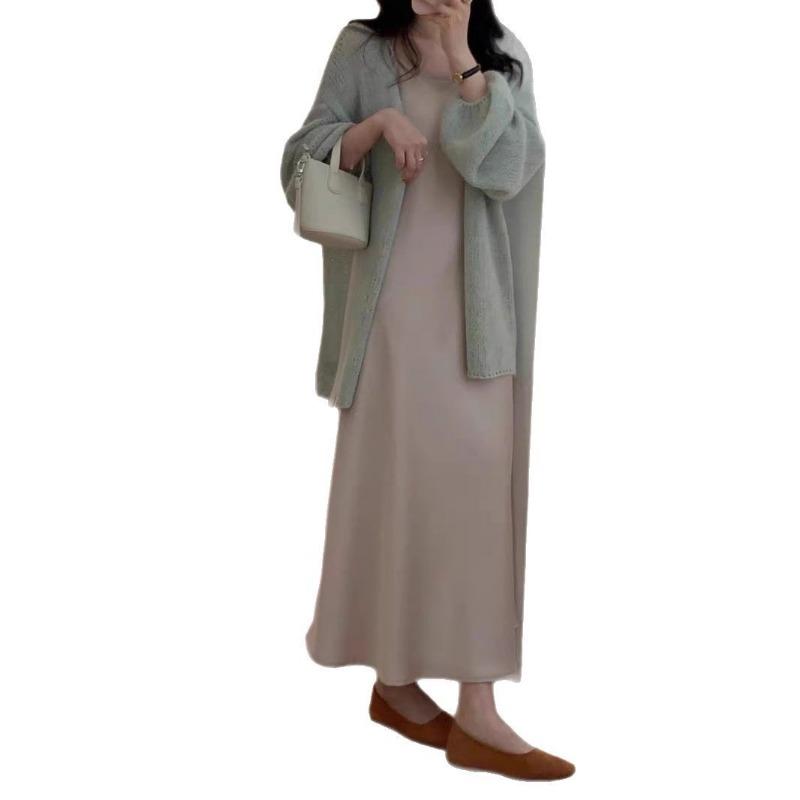 Весенний новый тонкий кружевной кардиган средней длины на шнуровке, с нежным вязаным узором, свободный, мягкий, восковой, солнцезащитный жакет женский