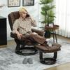 Faux Leather 135 degrees Reclining Chair and Footstool - Brown