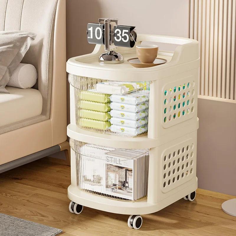 Drawer-Type Trolley Storage Rack Household Toy Snack Cabinet Cart Movable Bookshelf Multi-layer Handcart with Pulleys Trolley