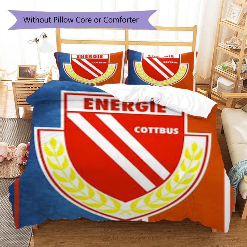 Energie Cottbus Club Emblem Color Block Print 3‑Pieces Duvet Cover Set Soccer Fan Bedding Set Bedroom Home Decor Without Pillow Core Comforter