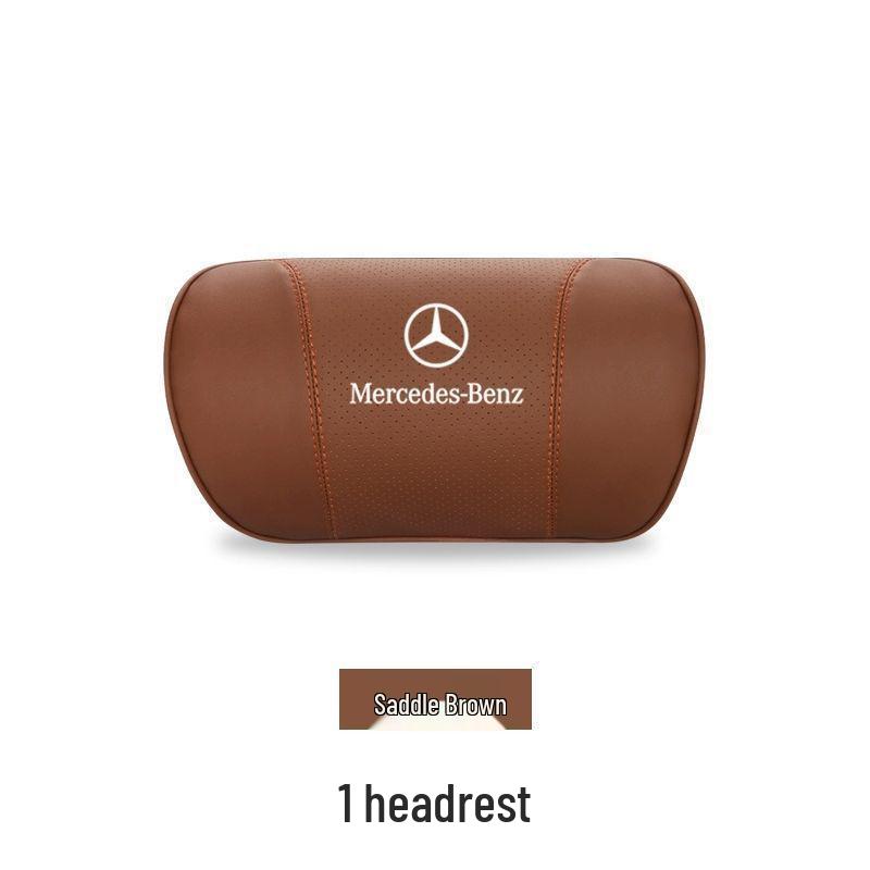 Mercedes-Benz Genuine Leather Car Headrest & Back Cushion - Universal Pillow for E300L, C260, GLC (All Seasons)