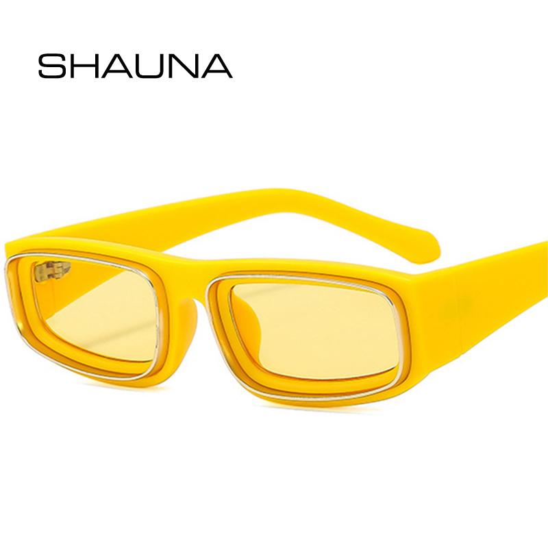 SHAUNA Модные Прямоугольные Солнцезащитные Очки Женские Винтажные Желтые Оранжевые Очки Мужские Очки UV400
