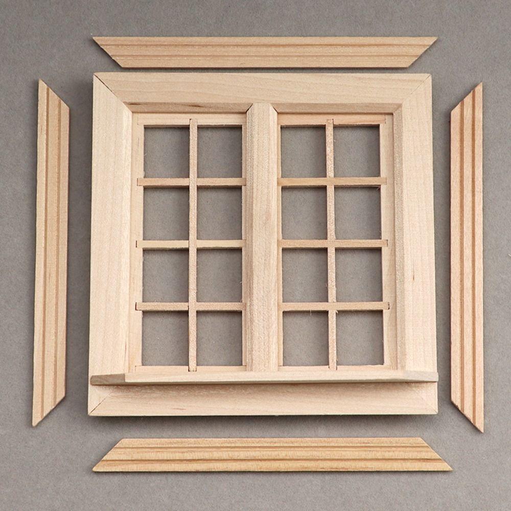 16 Grids Dollhouse Window Model Wooden Square Windows Model Miniature House Decor For DIY Toys