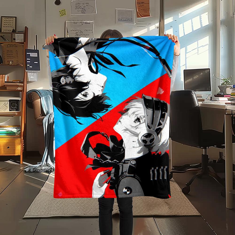 1PC Persona Print Flannel Blanket, High quality Comfortable for All Seasons, Home Decor, Warmth and Comfort, Perfect for Christmas Gifts106