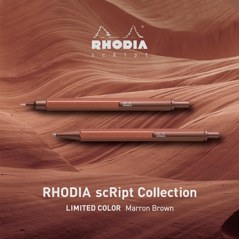 Rhodia Шестигранная алюминиевая ручка-шариковая ручка с линейной текстурой, низковязкими чернилами, цвет бордово-коричневый, 0,7 мм, корпус, отделка, масляные чернила, (RHODIA cf9346)