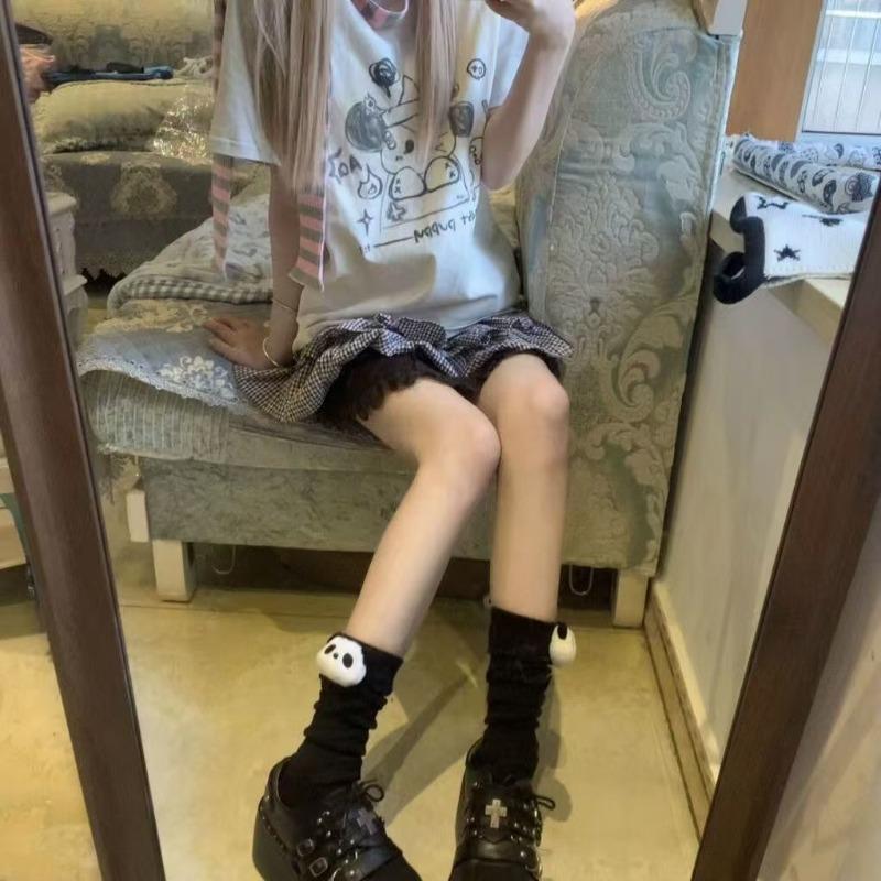 Женские весенне-осенние все виды милых носков из дышащего махрового материала до икры с пандой