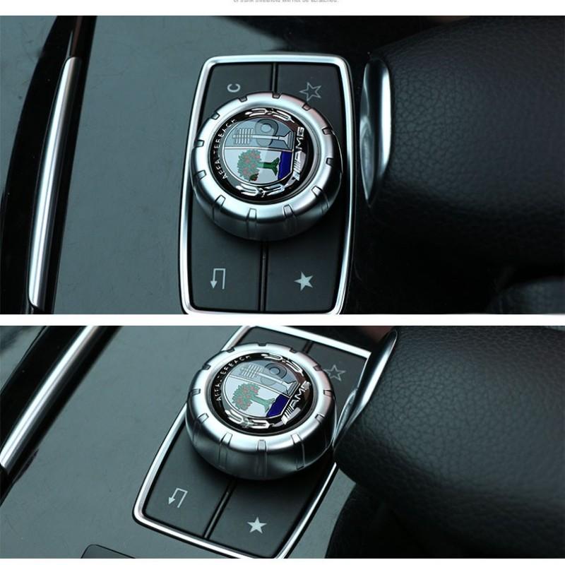 CRF1 29mm Aluminum Car Multimedia Knob Badge Stickers DMTANZST for Mercedes-benz AMG W203 CLA CLS W212 W213 W176 Interior Mouldings