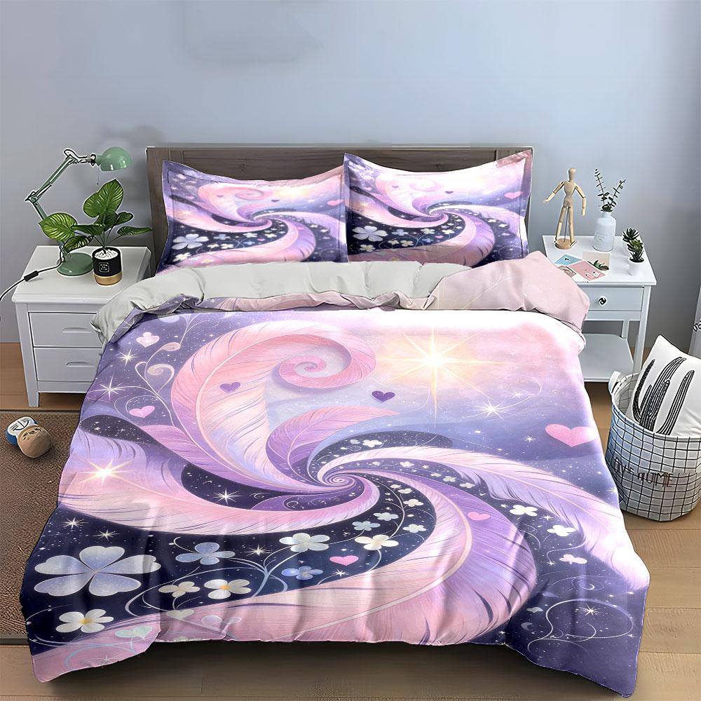 Feathers, hearts, clovers, stars. Bedding sets Duvet cover sets Duvet covers Pillowcases(1 * Duvet Cover 2 * Pillowcases without duvet insert)