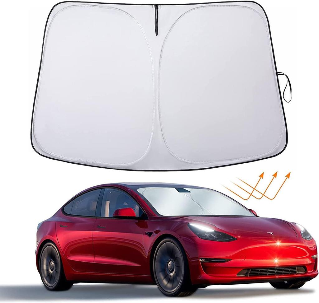 Для Tes-la Model Y Model 3 Солнцезащитный козырек на лобовое стекло, Складной солнцезащитный козырек на переднее окно Полное покрытие, Защита от тепла УФ-излучения25 Аксессуары