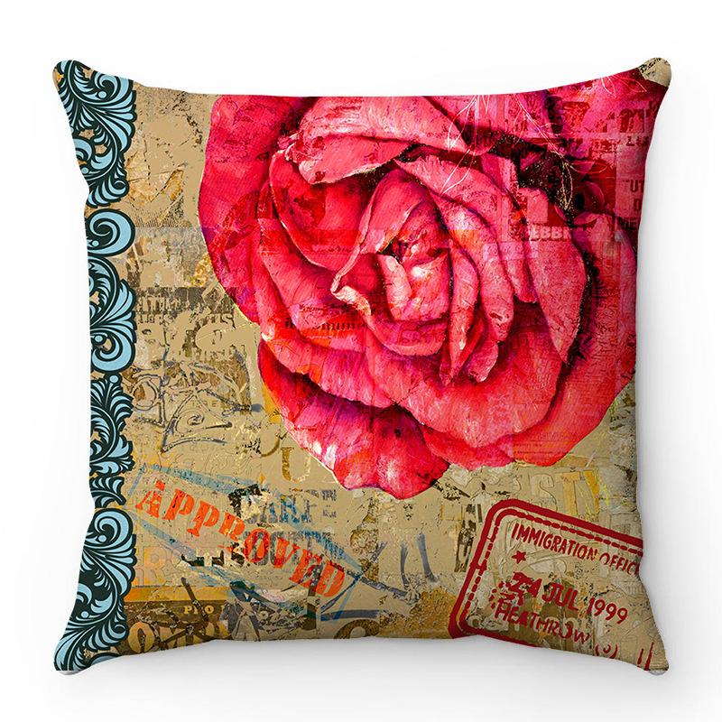 Ретро Подсолнухи и Розы Цифровая Печать Короткий Плюш Наволочки Для Автомобиля Дивана Офиса Подушки Домашние Товары 60X60См