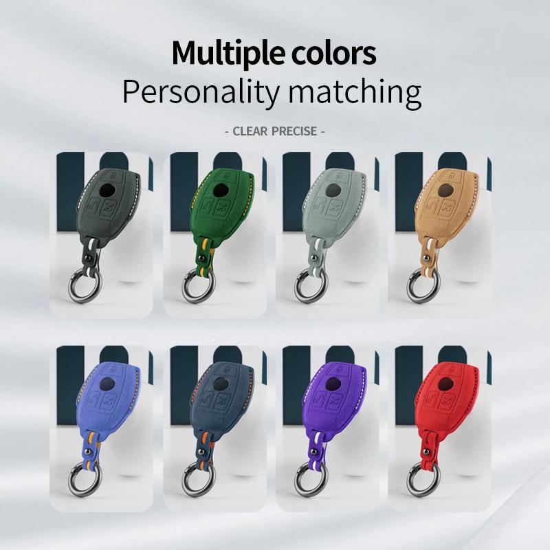 For Mercedes Benz CLS CLA GL R SLK AMG A B C S Class Car key case Alcantara Suede Smart Remote Keychain Protector Accessories