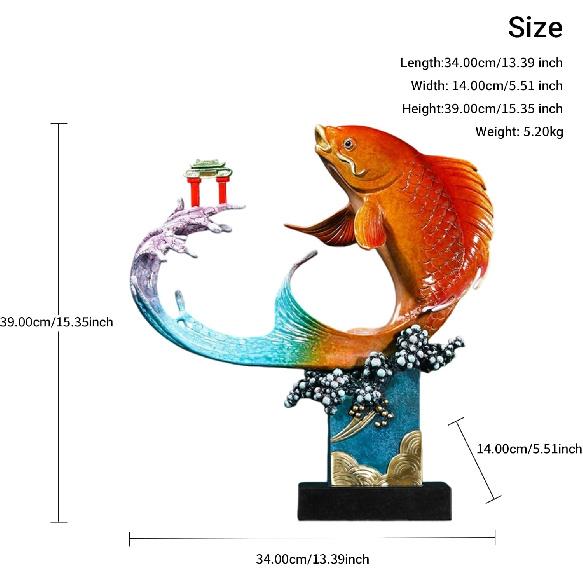 Aris & Juno Handcrafted Copper Carp Sculpture - Auspicious Home Decor for Living Room, Perfect Housewarming Gift, Premium Quality Artwork