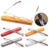 Elderly Metal Frame Slim Small Reading Glasses Resin Lens Vision Care Eyewear