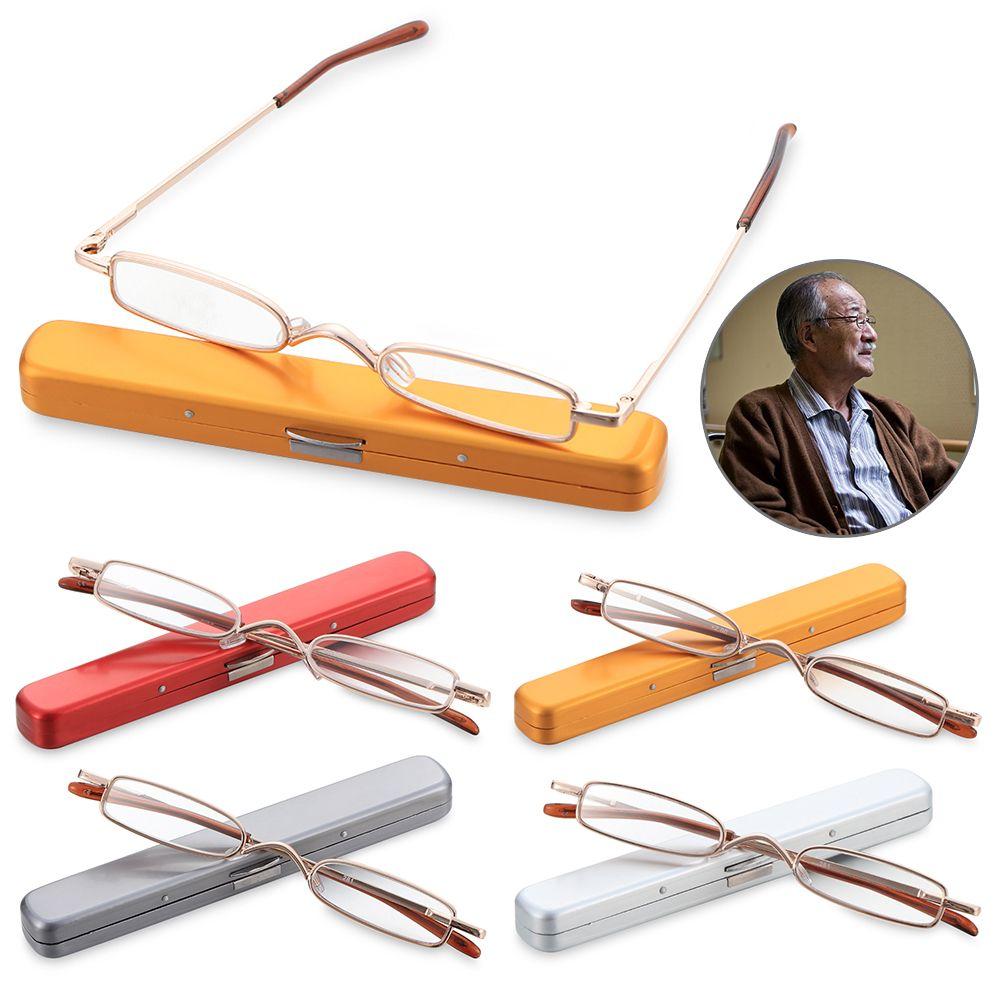 Elderly Metal Frame Slim Small Reading Glasses Resin Lens Vision Care Eyewear