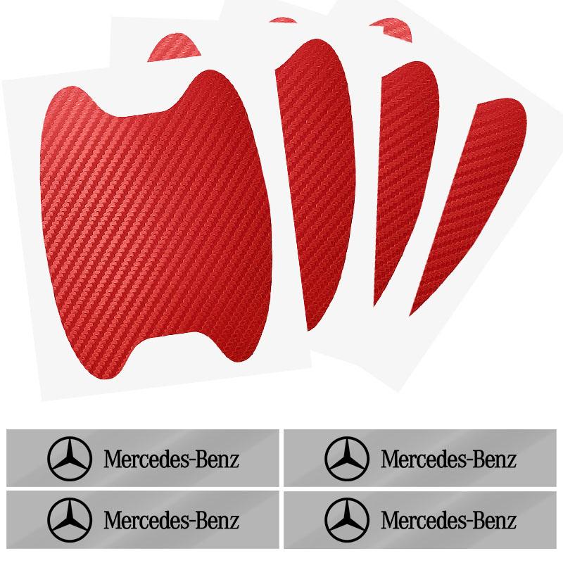 AABIG1 Car Door Sticker Carbon Fiber Scratches Auto Handle Protection Film Emblem For Mercedes Benz W205 W177 W212 W213 W221 W220 W176