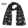 Elegant Hot Stamping Scarf Christmas Theme for Women, Glitter Sparkly Foil Reindeer Decorative Holiday Winter Wrap Print Scarves, Lightweight
