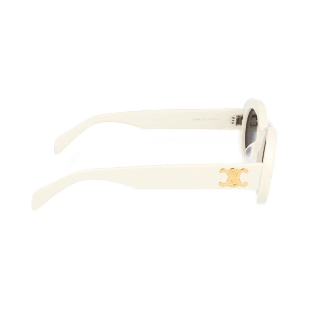 Celine Logo Mirrored Leg Acetate Oval Sunglasses Unisex sunglasses White CL40194U25A25A