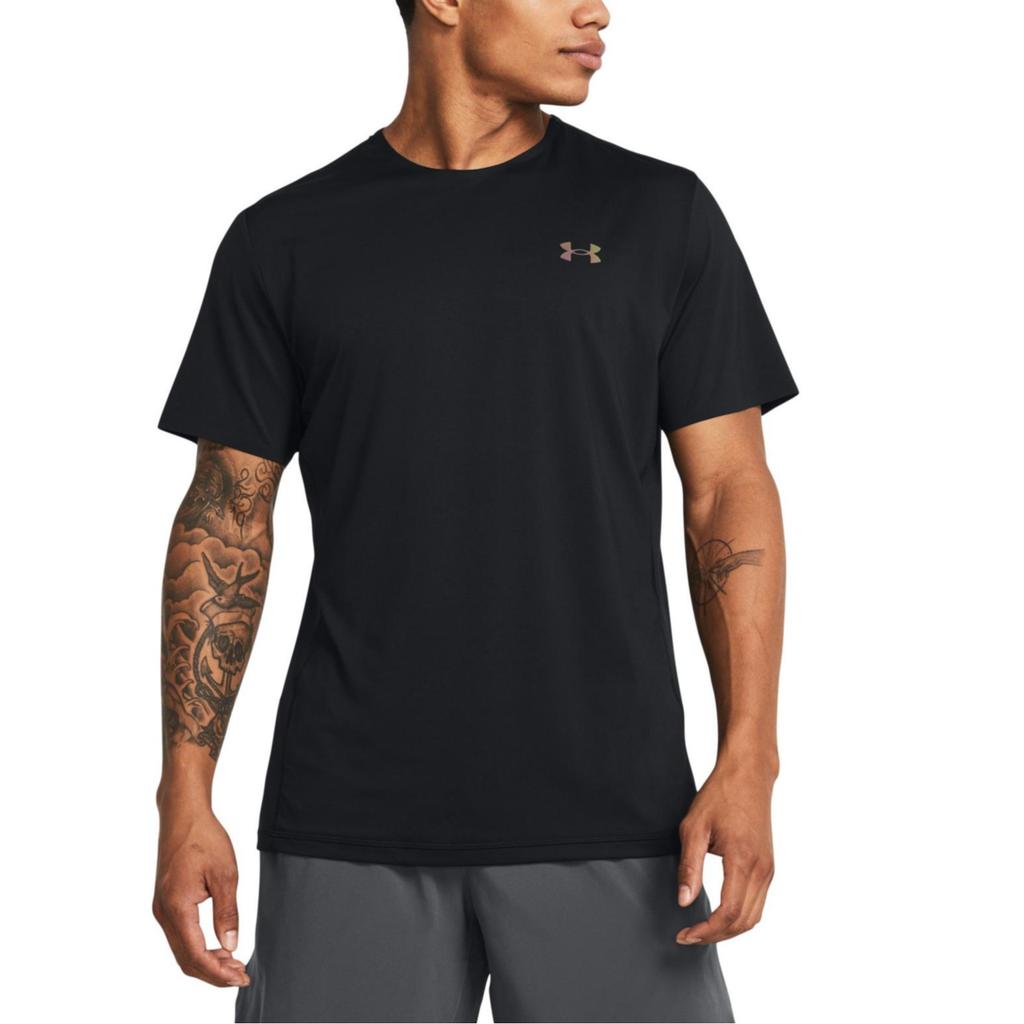 Under Armour Однотонная повседневная тренировочная дышащая футболка с круглым вырезом и коротким рукавом для мужчин, черные 1383668-001