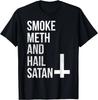Smoke Meth Hail Satan T Shirt Funny Religious Spoof T-Shirt Custom Printed Graphic T Shirts Print on Demand Camiseta Hombre