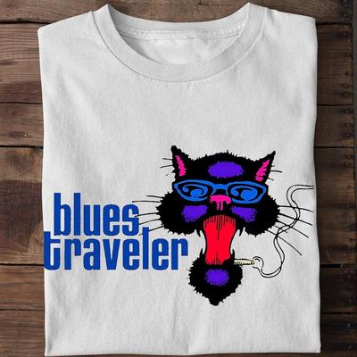 Новая футболка SMOKER CAT BLUES TRAVELER Подарок для фаната Все размеры