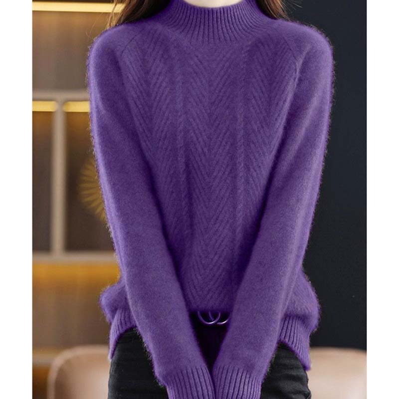 Женский утолщенный трикотажный свитер с полувысоким воротом на осень и зиму, свободный пуловер, нижняя часть рубашки