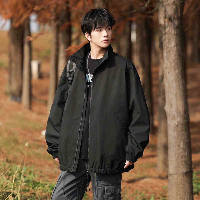 Американская куртка Куртка для мужской весны и осени Новая свободная куртка повседневная рабочая куртка с воротником-стойкой