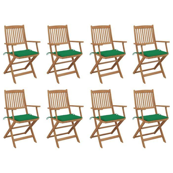 Maison Exclusive - Chaises pliantes avec coussins, 8 pièces, en bois d'acacia massif