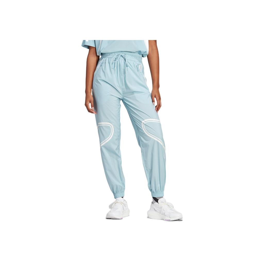 Adidas Truepace Woven Joggers With Striped Drawstring Cuffs Women Bottoms Grey Blue HR6577