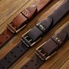 Retro Trend Personalized Double Copper Buckle Belt Men's Genuine Leather Handmade First Layer Cowhide Men's Jeans Belt