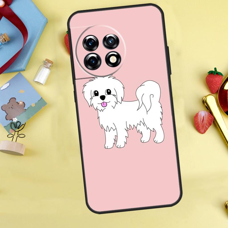 Cartoon Maltese Dog Case For OnePlus 13T 13R 12 12R 15 13 11 10 10T 8T Nord CE 2 3 4 Lite N20 N30 Nord 5 Cover