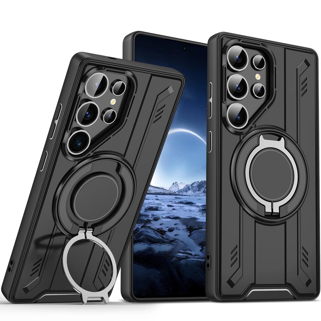 Вращающийся на 360° чехол-броня с магнитной подставкой для Samsung Galaxy S25 S24 S23 Plus S22 S21 Ultra FE с поддержкой беспроводной зарядки Magsafe