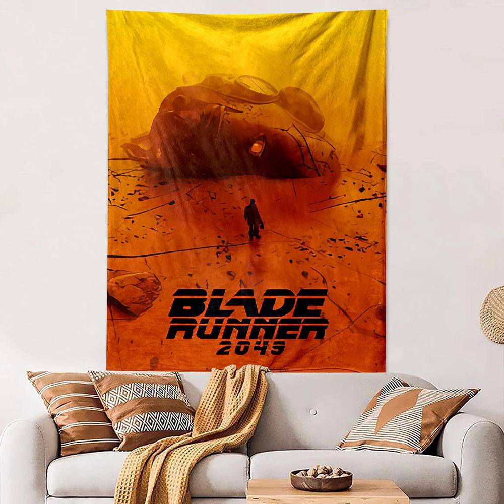 Blade Runner 2049 Tapestry Wall Hanging, Cyberpunk Sequel Movie Poster Art, Futuristic Wall Decor for Bedroom Living Room Dorm