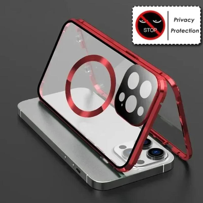 Металлический Магнитный Чехол-Приватность Anti Peeping для iPhone 17 16e 15 14 13 12Pro Max Чехол Magsafe 360 Защита Ударопрочный Чехол для Телефона