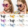 Rimless Butterfly Sunglasses Vintage Metal Frame Gradient Sun Glass Fashion Oversized UV400 Protection Shades Ladies Y2K Eyewear