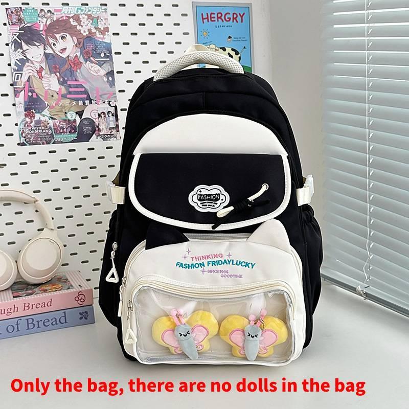 Capacity Large Color Blocked Backpack With Letter Embroidery Design Daily For