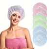 Reusable Shower Cap with Elastic Band Waterproof & Thicken Bathing Hat for Women Perfect for Hair Salon & Home Use