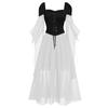 Women Casual Plus Size Cold Shoulder Dress Solid Color Lace Butterfly Sleeve Halloween Gothic Dress
