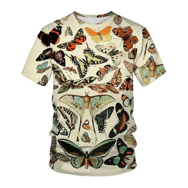 Summer Round Neck 3D Printed Insect Pattern Top Fashionable Casual Short Sleeved Children's Boy and Girl Kids Unisex T-shirts