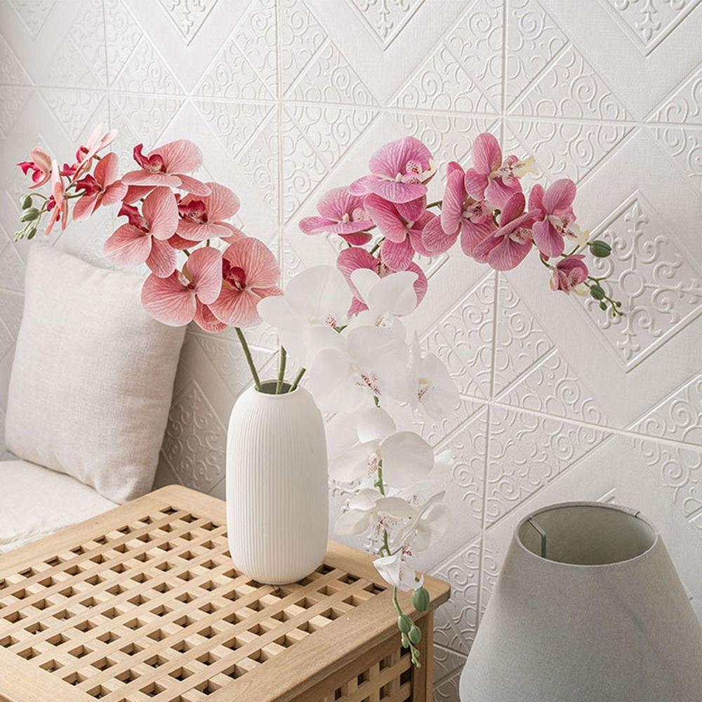 9 Head Artificial Phalaenopsis Branches Real Touch Fake Flowers Office Desktop