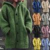 Women Casual Warm Loose Button Hoodie Knitting Jumper Long Tops Blouse Sweater