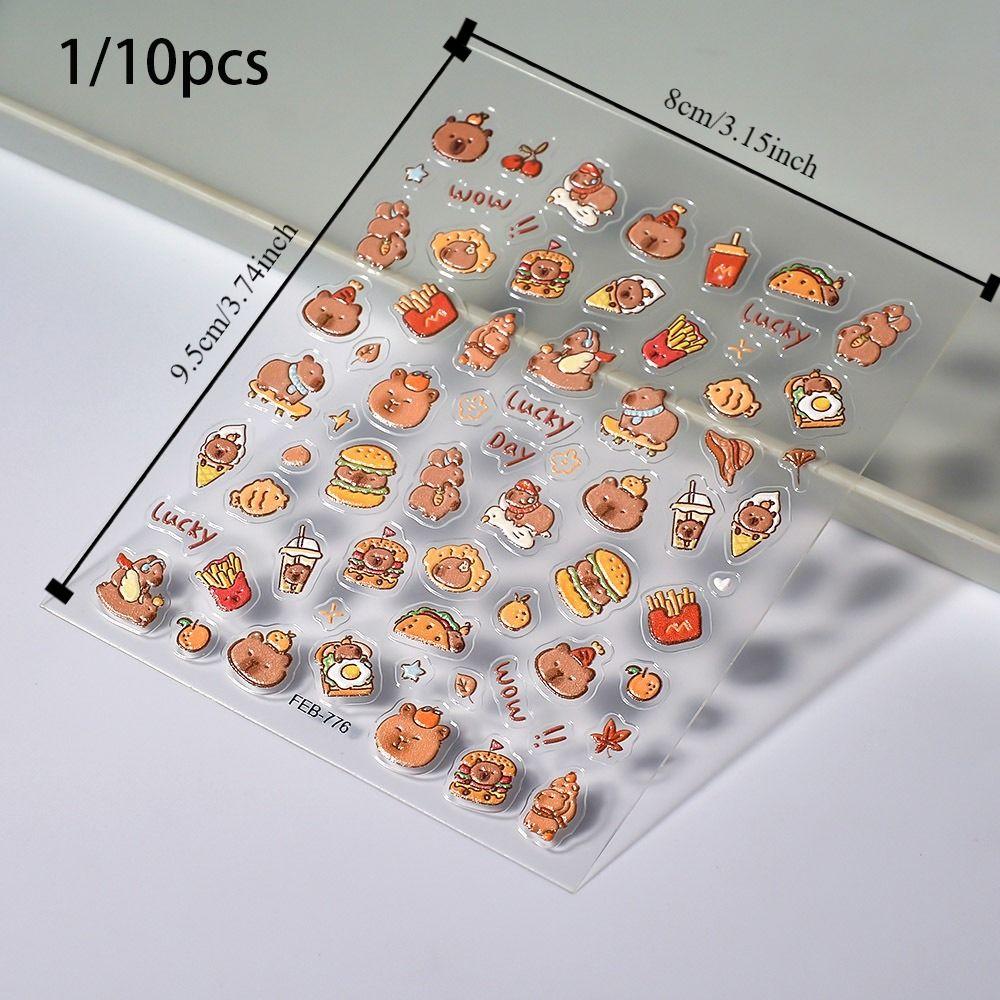 1/10 шт. Коричневый Капибара Капибара Наклейка для ногтей Милые мультяшные наклейки с капибарой Декаль Наклейка для нейл-арта