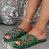 Женские шлепанцы с бабочкой из стразов - Сверкающие шлепанцы с открытым носком и искусственным верхом, украшенные стразами, обувь для вечеринки, свадьбы, пляжа