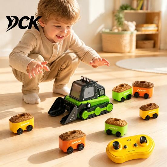 Rechargeable Construction Vehicle Toy Magnetic Remote Control Bulldozer Toy, Electric Snake Game Truck Wireless RC Car 2 Players